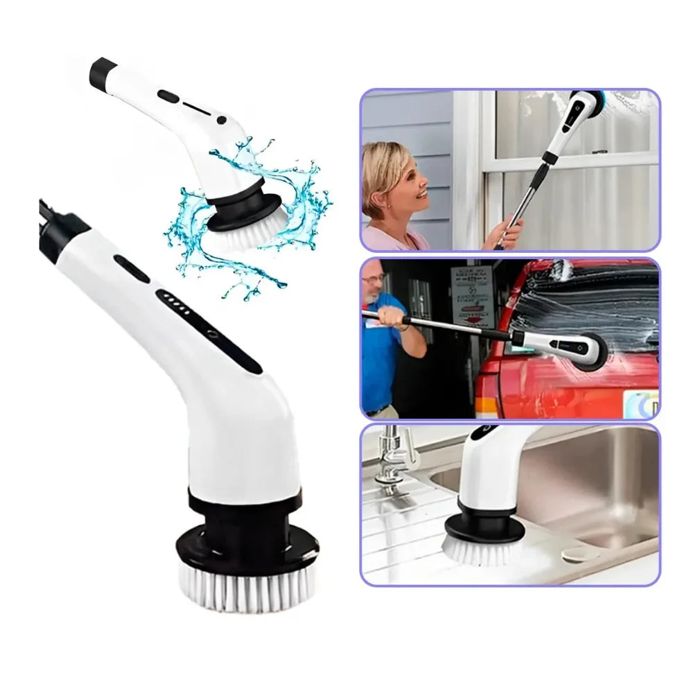 Escova Elétrica Giratória 9 em 1 – Limpeza Rápida e Sem Esforço