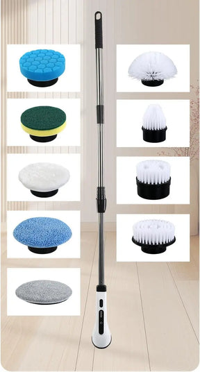 Escova Elétrica Giratória 9 em 1 – Limpeza Rápida e Sem Esforço